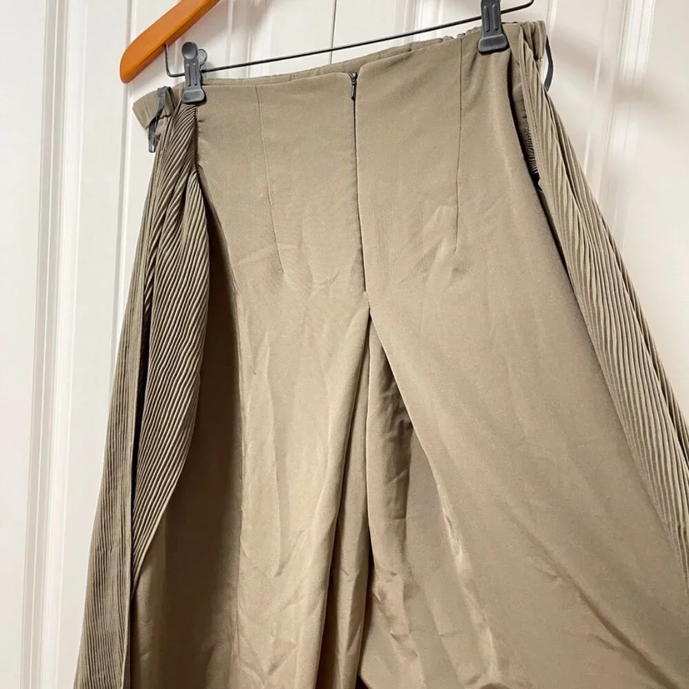Vintage Wide-Leg Tie Pants Green – S - Picture 8 of 13